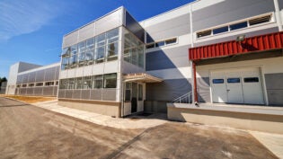 Aluminum facade on industrial building