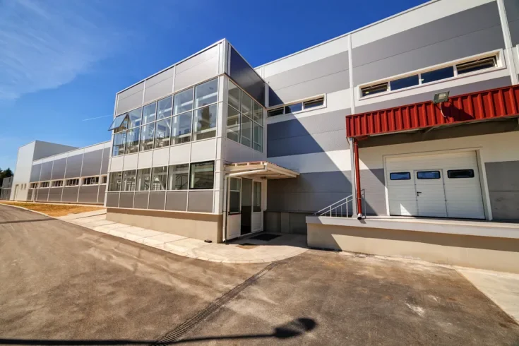 Aluminum facade on industrial building