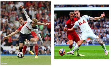 side by side images of soccer players