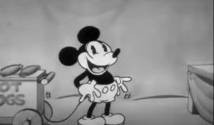 mickey mouse cartoon in black and white