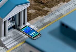 Digital banking, mobile payment at ATM, contactless transaction