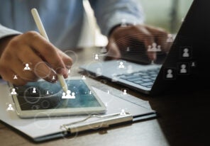 Human Resources Management Crm digital concept for employees in recruitment and communication