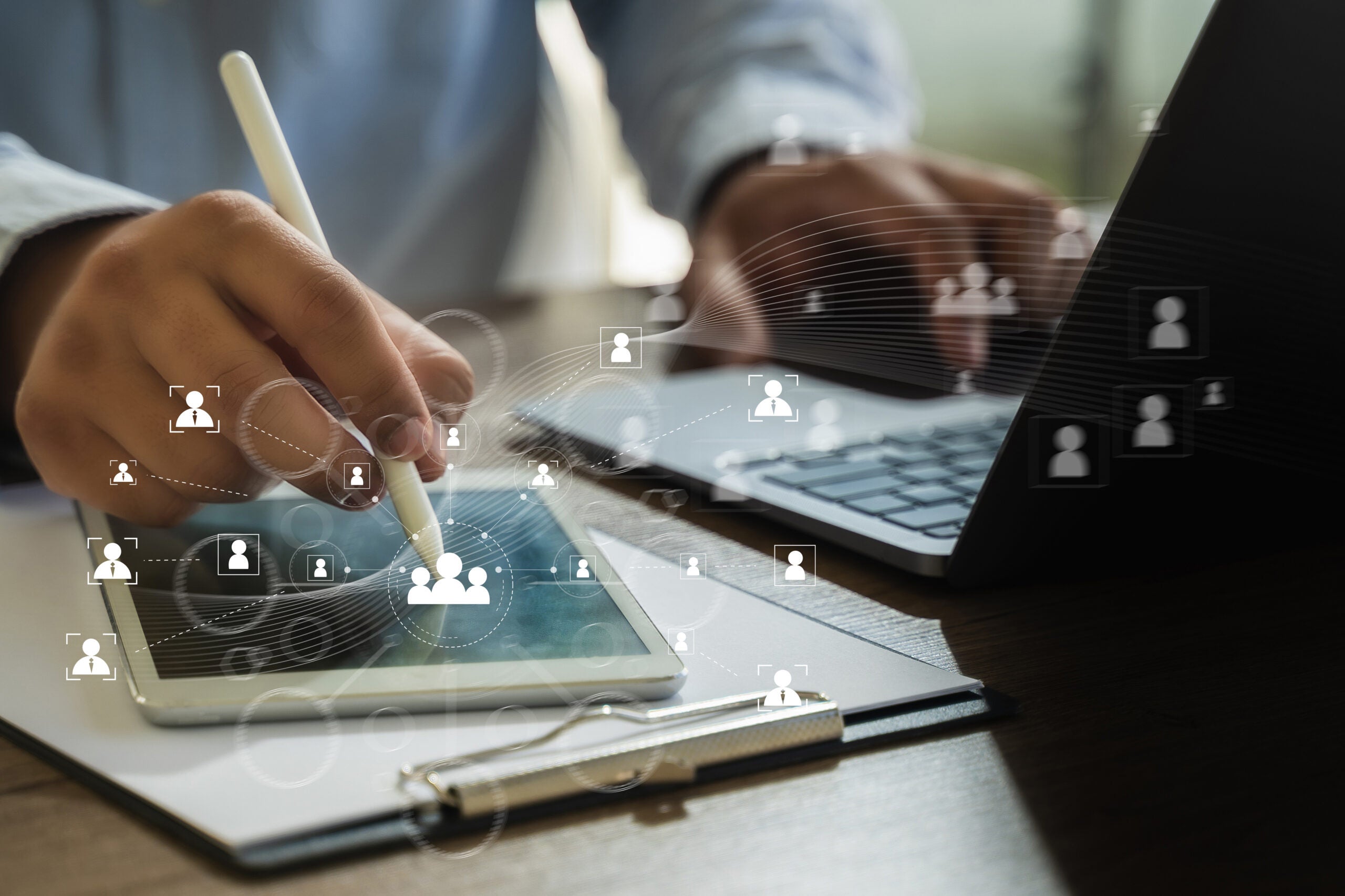 Human Resources Management Crm digital concept for employees in recruitment and communication Human Resources Management Crm digital concept for employees in recruitment and communication