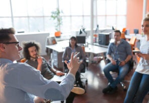 Young Business Team At A Meeting at modern office building
