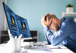 Ransomware Malware Attack. Business Computer Hacked