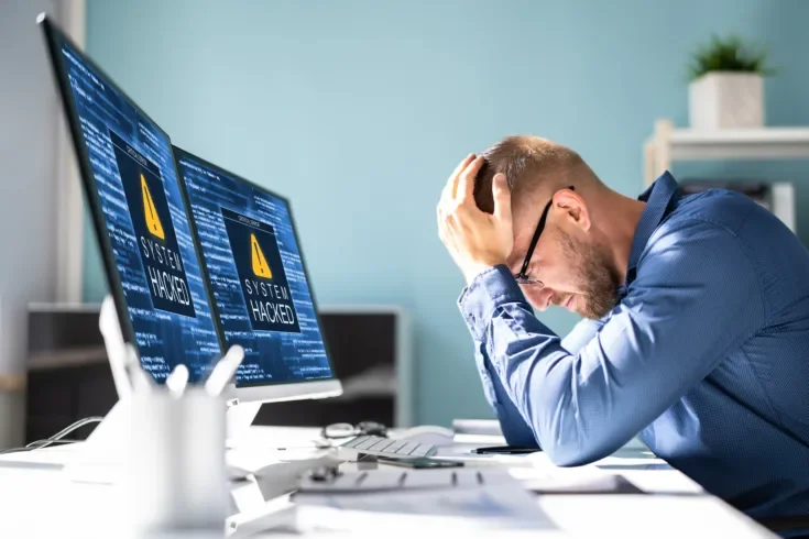 Ransomware Malware Attack. Business Computer Hacked
