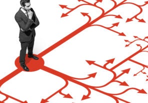 Corporate businessman making choices