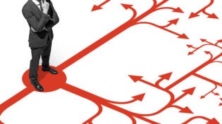 Corporate businessman making choices