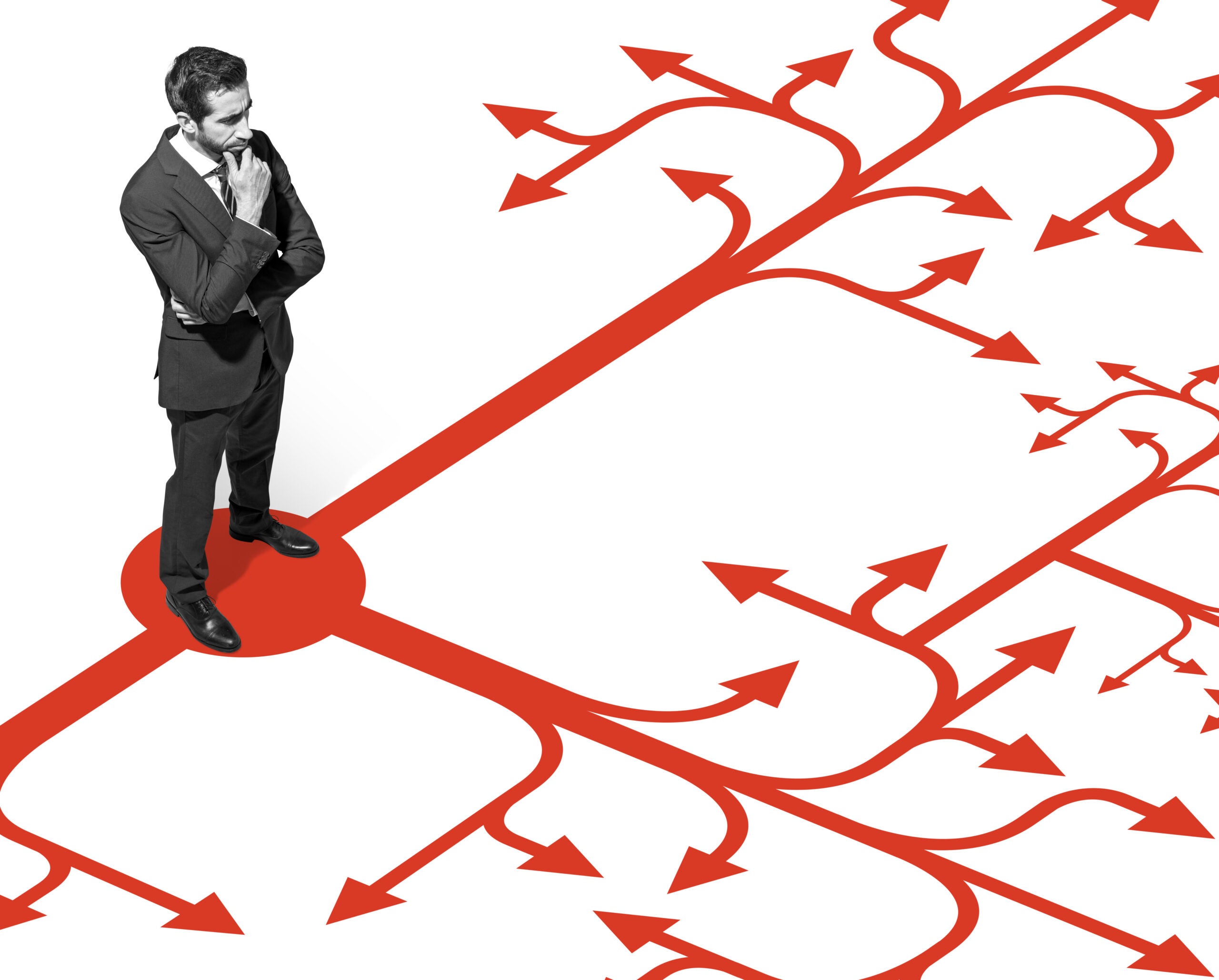 Corporate businessman making choices Corporate businessman making choices
