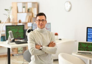 Portrait of male programmer in office
