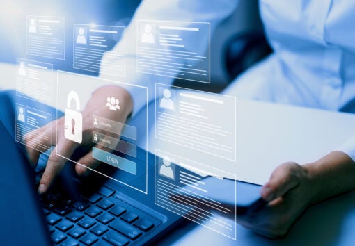 Cyber, personal data and information security. Internet and networking security system concept.