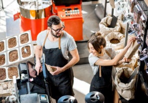 Seller in the coffee store